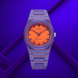 Unisex ρολόι D1 Milano Electric Sketch D1-PCBU22 με μωβ και πορτοκαλί πολυκαρμπονικό μπρασελέ και μωβ πορτοκαλί καντράν.