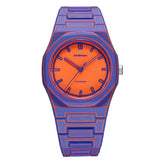 Unisex ρολόι D1 Milano Electric Sketch D1-PCBU22 με μωβ και πορτοκαλί πολυκαρμπονικό μπρασελέ και μωβ πορτοκαλί καντράν.