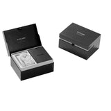 Συσκευασία unisex ρολογιού D1 Milano Essential Ceramic White D1-CEBU02 με επίσημο κουτί D1 Milano, προστατευτικό μαξιλάρι και πιστοποιητικό γνησιότητας.