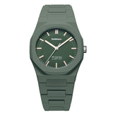 Unisex ρολόι D1 Milano Green Legacy D1-PCBJ42 με πράσινο πολυκαρμπονικό μπρασελέ και πράσινο καντράν.