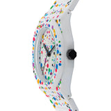 Πλάγια όψη του D1 Milano Polycarbon Dots White D1-PCBU12 που αναδεικνύει την κάσα Ø37 mm από πολυκαρμπονικό υλικό και το λευκό ματ φινίρισμα.