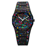 Ρολόι D1 Milano Polycarbon Dots Black 37 mm D1-PCBU11 Με Πολύχρωμα Dots και Μαύρο Μπροσελέ
