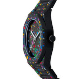 Πλάγια όψη του D1 Milano Polycarbon Dots Black D1-PCBU11 που αναδεικνύει την πολυκαρμπονική κάσα και το minimal μαύρο καντράν.