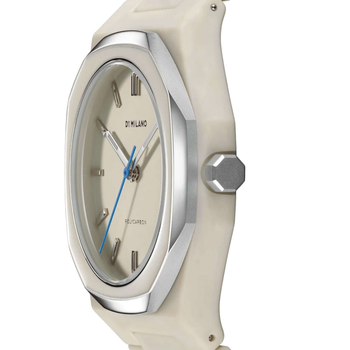 Πλάγια όψη του D1 Milano Polycarbon Beige D1-PCBU16 που αναδεικνύει την κάσα Ø37 mm και το μονοχρωματικό μπεζ φινίρισμα.