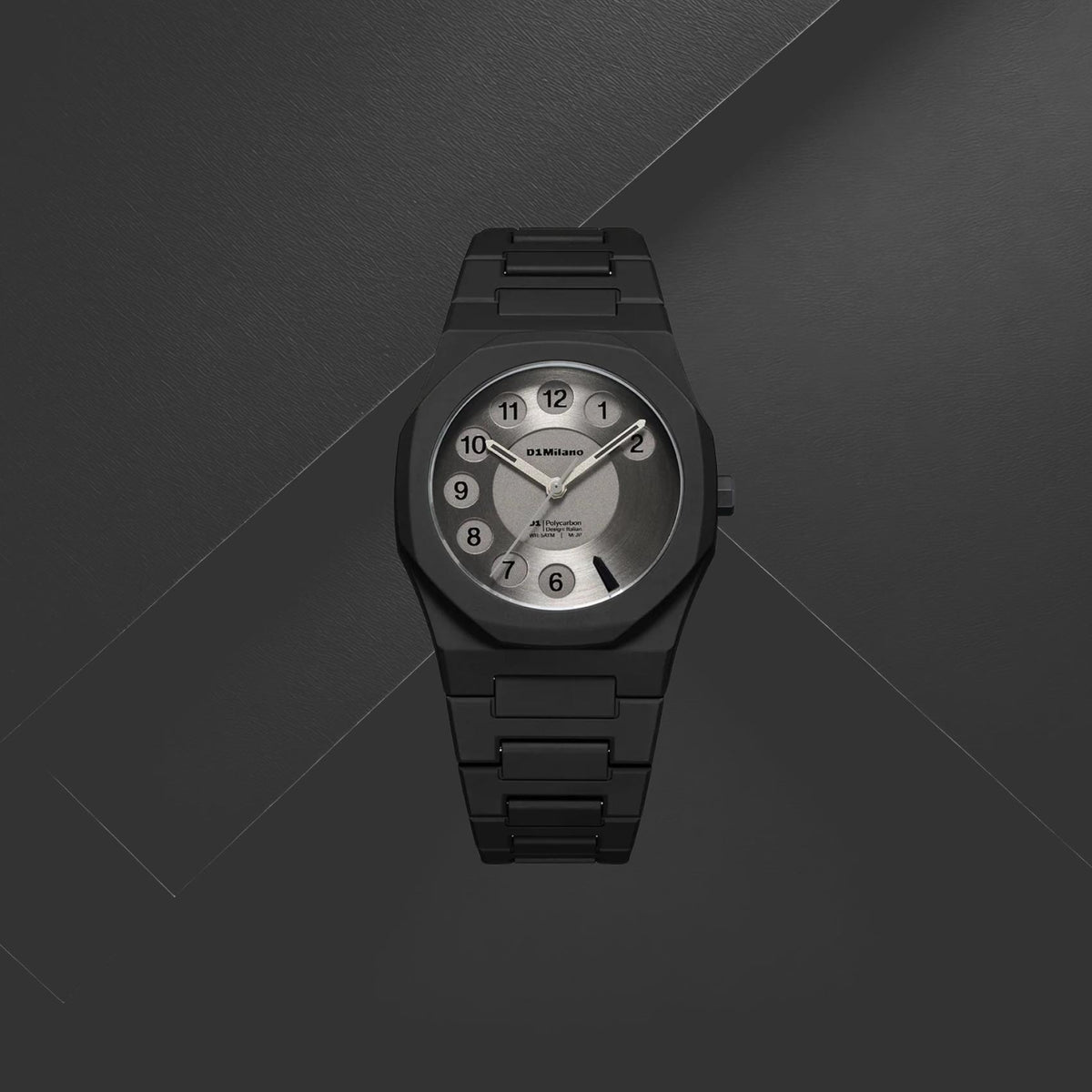 Unisex ρολόι D1 Milano Ring Ring D1-PCBU25 με μαύρο μπρασελέ, ανθρακί καντράν 37mm