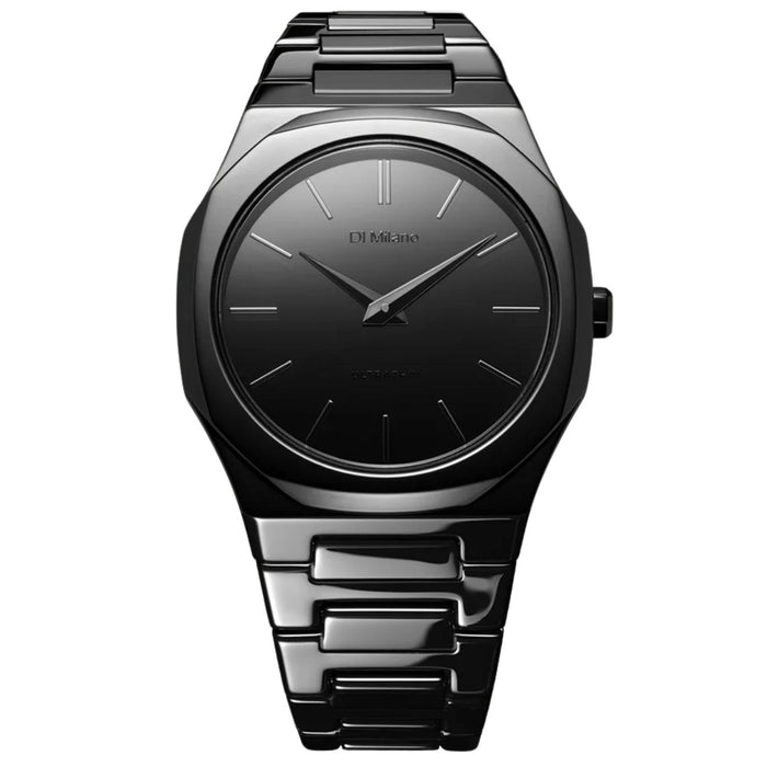 Ρολόι D1 Milano Ultra Thin Black Mirror D1-UTBU09 με μαύρη κάσα, μαύρο καντράν και μαύρο μπρασελέ από ανοξείδωτο ατσάλι Ø38 mm.