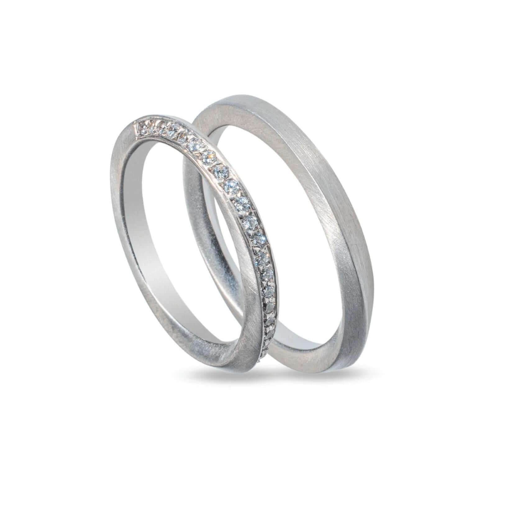 Λευκόχρυσες βέρες γάμου Maschio Femmina SL36 zircon σε σειρά 2.4mm.