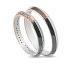 Μοντέρνες Βέρες Γάμου MASCHIO FEMMINA SL45. Πλάτος: 3.2mm. Φινίρισμα Λουστρέ. Χρώμα: Λευκόχρυσο & Ροζ Χρυσό. Ζιργκόν: στη γυναικεία βέρα.