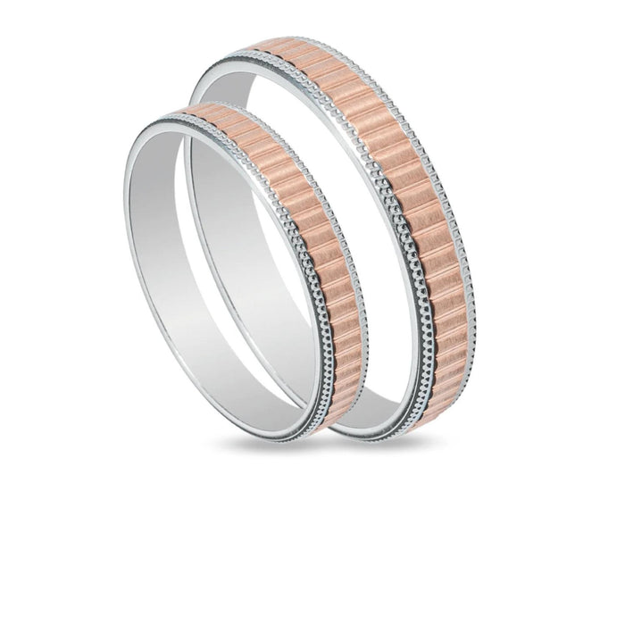 Δίχρωμες βέρες γάμου Maschio Femmina SL53 λευκόχρυσο-ροζ χρυσό 3.8mm.