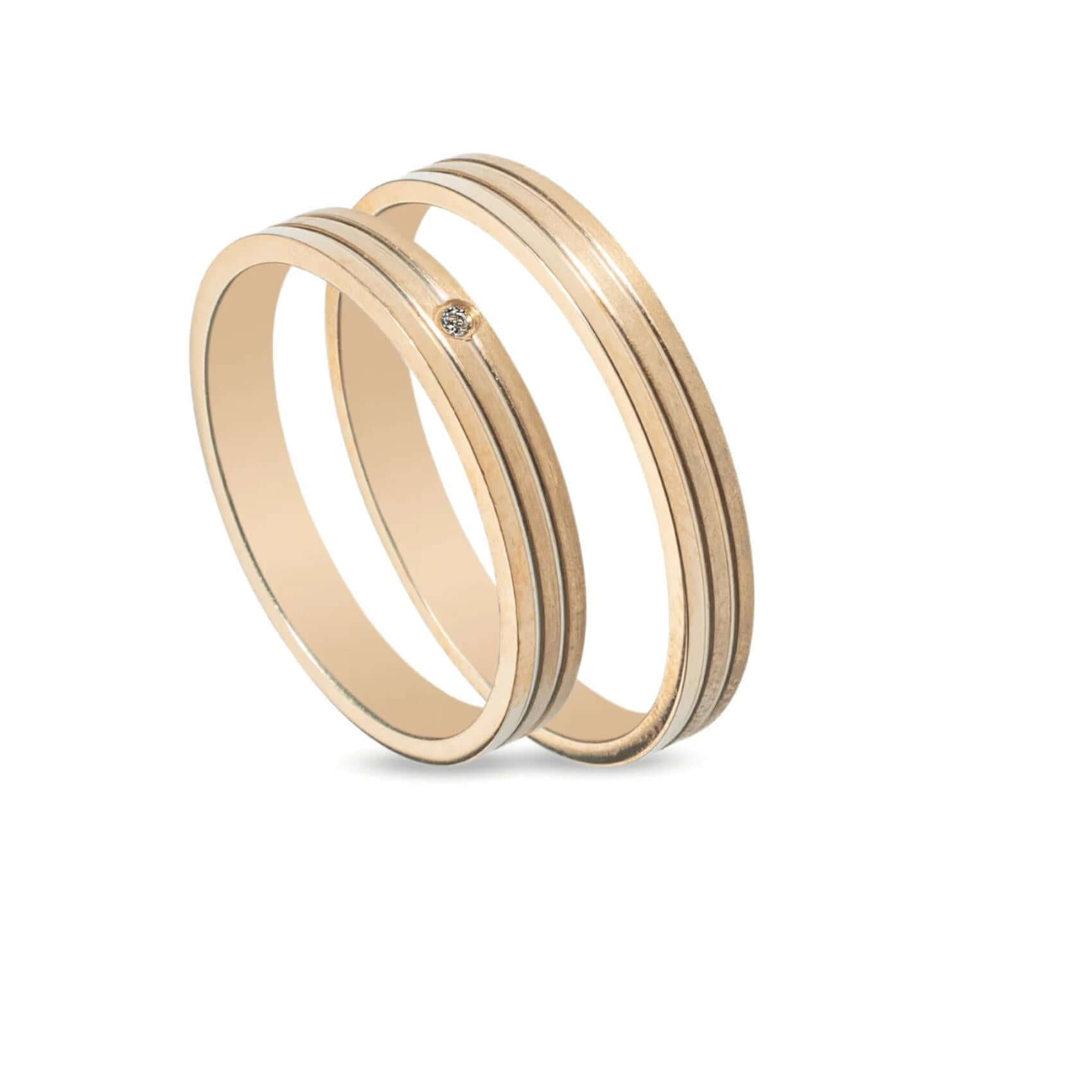 Χρυσές βέρες γάμου Maschio Femmina SL58 zircon στη γυναικεία 3mm