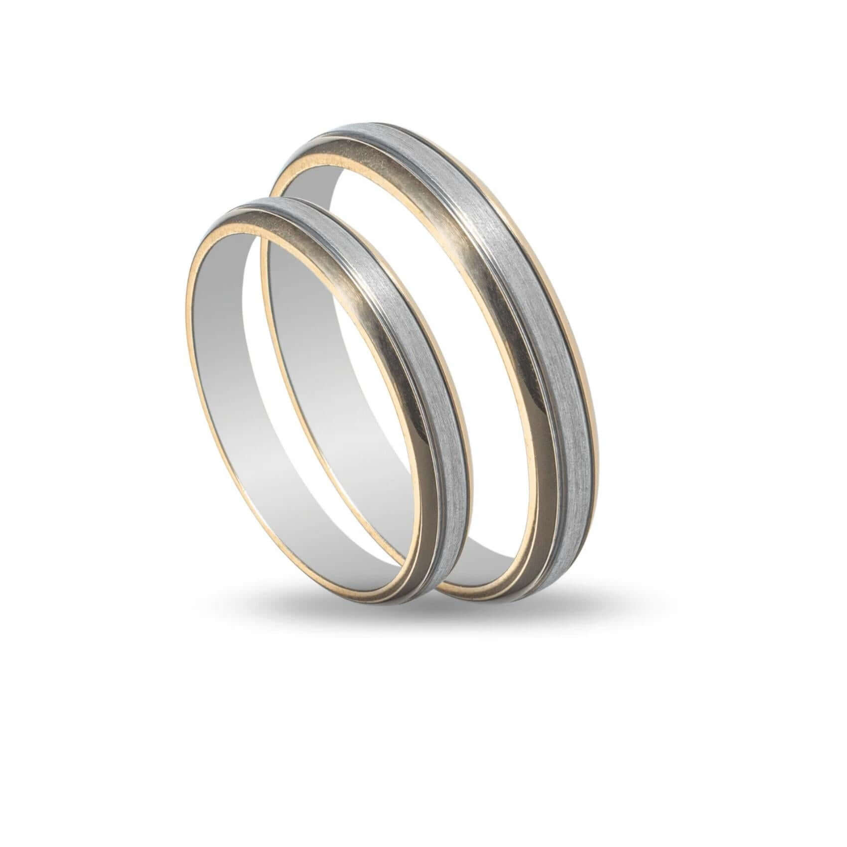 Δίχρωμες Βέρες Γάμου Maschio Femmina SL76. Πλάτος: 3.5mm. Φινίρισμα Λουστρέ. Χρώμα: Λευκόχρυσο, Χρυσό