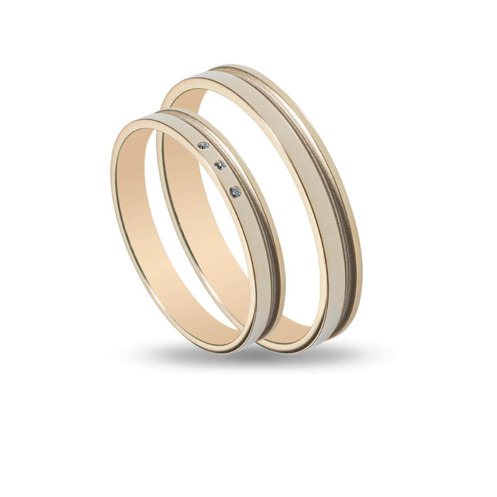 Χρυσές βέρες γάμου Maschio Femmina SL83 λουστρέ zircon στη γυναικεία βέρα.