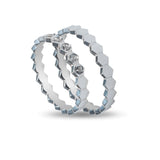 Λευκόχρυσες βέρες γάμου Maschio Femmina SL96 γεωμετρικό μοτίβο & ζιργκόν στη γυναικεία βέρα