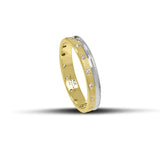 Μοντέρνες βέρες γάμου 3.5mm από χρυσό και λευκόχρυσο με ματ φινίρισμα, λεπτή λουστρέ γραμμή και λαμπερά ζιργκόν, διαθέσιμες σε 9, 14, 18 ή 22 καράτια.