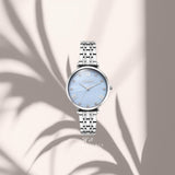 Vogue 2020617082 γυναικείο ρολόι Bliss Mini με ασημί μπρασελέ, γαλάζιο φίλντισι καντράν 27mm, ζιργκόν και ασημί δείκτες.