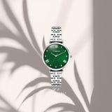 Vogue 2020617085 γυναικείο ρολόι Bliss Mini με ασημί μπρασελέ, πράσινο φίλντισι καντράν 27mm, ζιργκόν και ασημί δείκτες.