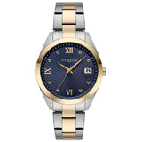 Γυναικείο ρολόι Vogue Amelie 2020613571 με δίχρωμο ασημί-χρυσό ατσάλινο μπρασελέ και μπλε καντράν διαμέτρου 37mm με ζιργκόν, αδιάβροχο στις 10ATM.