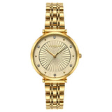 Γυναικείο ρολόι VOGUE Bliss 2020815342 με χρυσό ατσάλινο μπρασελέ, χρυσό καντράν και χρυσούς δείκτες και ζιργκόν περιμετρικά στο εσωτερικό του.