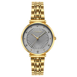 Γυναικείο ρολόι VOGUE Bliss 2020815343 με χρυσό ατσάλινο μπρασελέ, γκρι καντράν και χρυσούς δείκτες και ζιργκόν περιμετρικά στο εσωτερικό του.