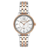 Γυναικείο ρολόι Vogue Caroline 2020613271 με δίχρωμο ασημί-ροζ χρυσό ατσάλινο μπρασελέ και γκρι καντράν διαμέτρου 34mm με ημερομηνία.