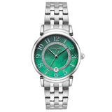 Γυναικείο ρολόι Vogue Cynthia 2020612082 με ασημί ατσάλινο μπρασελέ και πράσινο καντράν διαμέτρου 35mm.