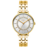 Γυναικείο ρολόι Vogue Karine 2020613641 με χρυσό ατσάλινο μπρασελέ και ασημί φίλντισι καντράν διαμέτρου 34mm με τετράγωνα ζιργκόν.