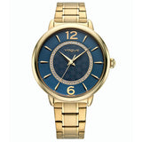 Γυναικείο ρολόι Vogue Lucy 2020612441 με χρυσό ατσάλινο μπρασελέ και μπλε καντράν διαμέτρου 37mm με ζιργκόν.