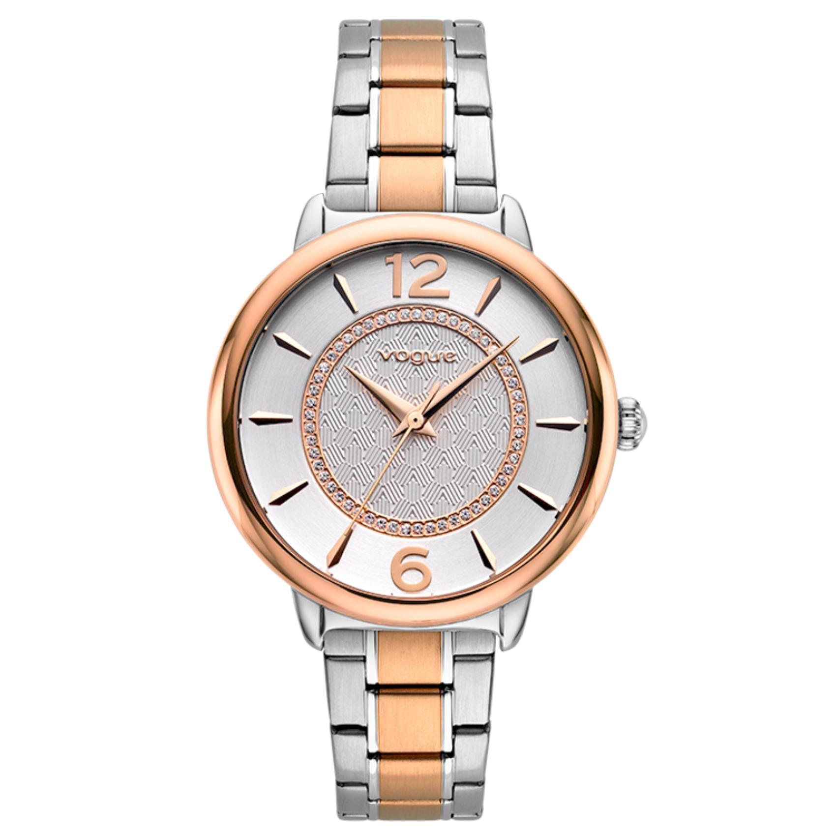 Γυναικείο ρολόι Vogue Lucy 2020612471 με δίχρωμο ασημί-χρυσό ατσάλινο μπρασελέ και ασημί καντράν διαμέτρου 36,7mm.