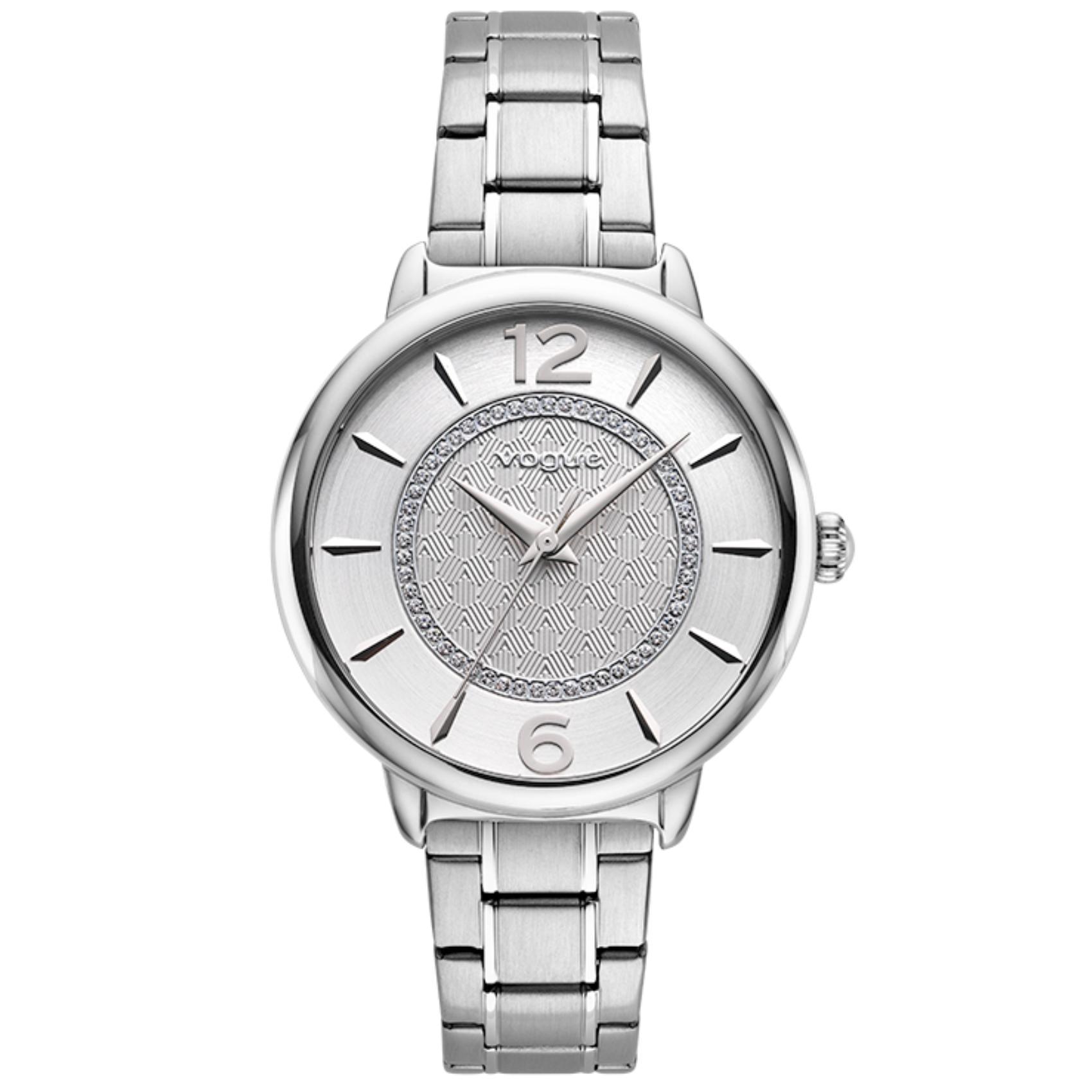 Γυναικείο ρολόι Vogue Lucy 2020612482 με ασημί ατσάλινο μπρασελέ και ασημί καντράν διαμέτρου 37mm με ζιργκόν.