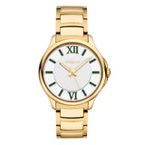 Γυναικείο ρολόι VOGUE Marilyn 2020613041 με συνδυάζει χρυσό μπρασελέ από ανοξείδωτο ατσάλι, λευκό καντράν και κυπαρισί δείκτες.