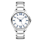 Γυναικείο ρολόι VOGUE Marilyn 2020613081 που συνδυάζει ασημί μπρασελέ από ανοξείδωτο ατσάλι, λευκό καντράν και μπλε δείκτες.