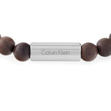 Ανδρικό βραχιόλι Calvin Klein 35000426 με χάντρες ίασπις σε καφέ χρώμα με ατσάλινο στοιχείο σε ασημί χρώμα.