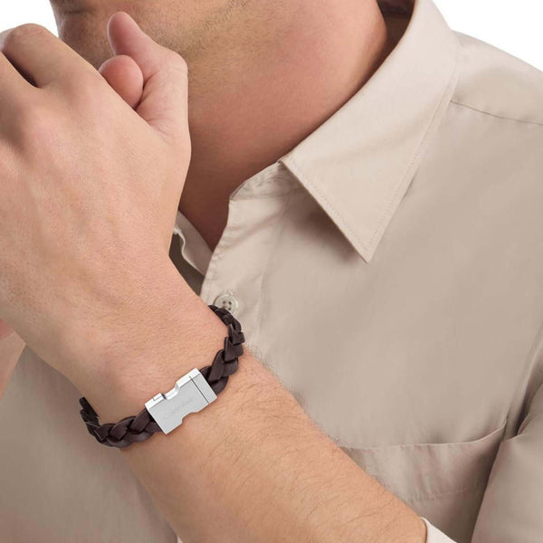 Βραχιόλι Calvin Klein 35000570 Δερμάτινο Καφέ