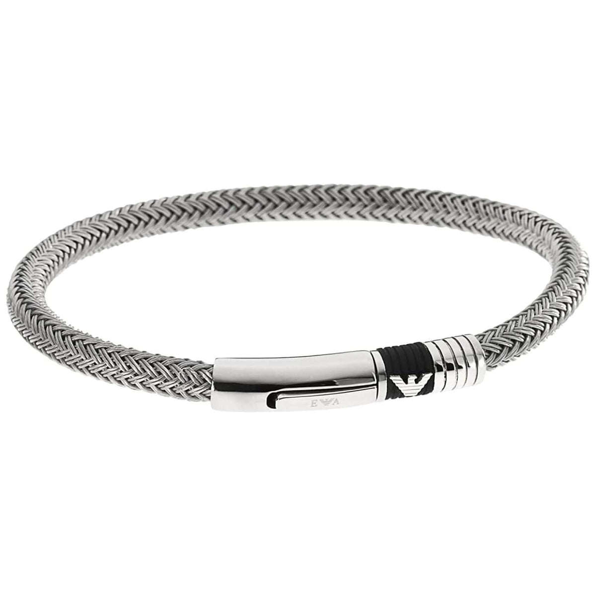 Ανδρικό βραχιόλι Emporio Armani EGS1623040 Heritage από ανοξείδωτο ατσάλι σε ασημί χρώμα.