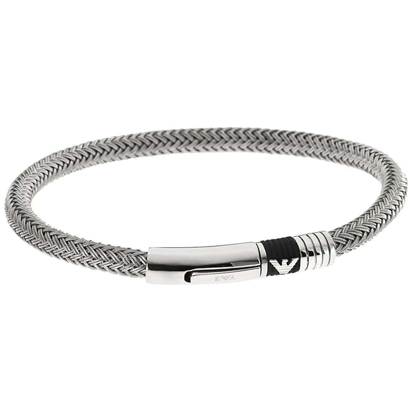 Ανδρικό βραχιόλι Emporio Armani EGS1623040 Heritage από ανοξείδωτο ατσάλι σε ασημί χρώμα.