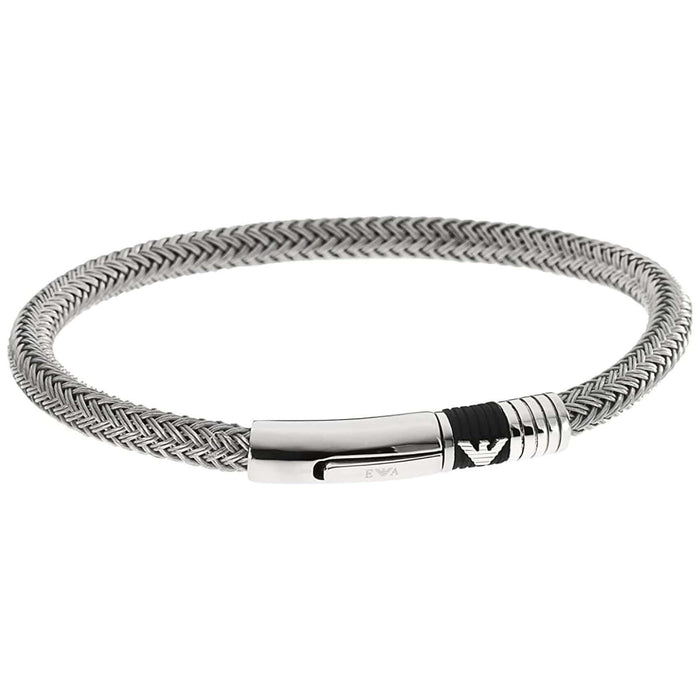 Ανδρικό βραχιόλι Emporio Armani EGS1623040 Heritage από ανοξείδωτο ατσάλι σε ασημί χρώμα.