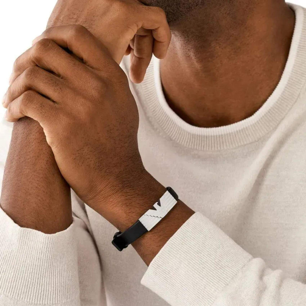 Ανδρικό Βραχιόλι Emporio Armani EGS3075040 Eagle Δερμάτινο Μαύρο