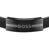 Ανδρικό δερμάτινο βραχιόλι Boss 1580490M σε μαύρο χρώμα.