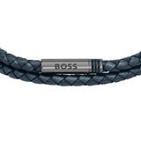 Διπλό δερμάτινο βραχιόλι Boss 1580494m σε μπλε χρώμα.