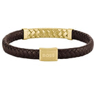 Ανδρικό Βραχιόλι Boss 1580675M Δερμάτινο Καφέ Με Χρυσό Κούμπωμα