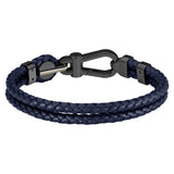 Ανδρικό Βραχιόλι Boss 1580701M Δερμάτινο Μπλε Με Μαύρο Κούμπωμα
