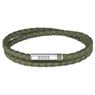 Ανδρικό Βραχιόλι Boss 1580797 Δερμάτινο Χακί Με Μαγνητικό Κούμπωμα