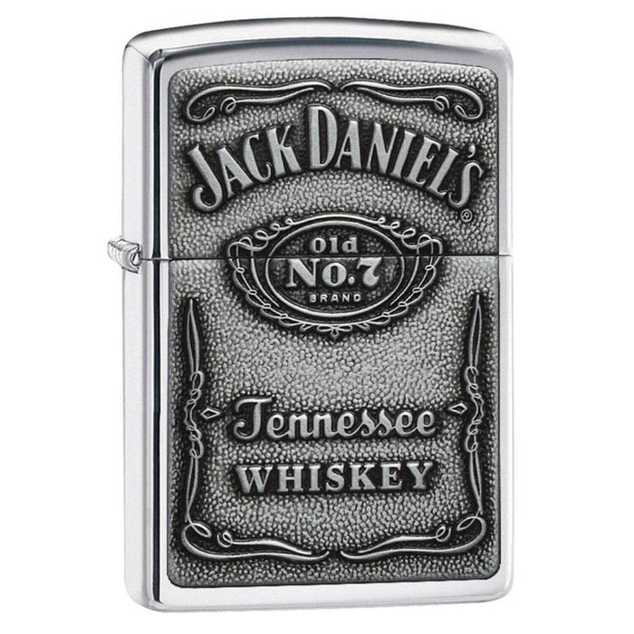 Αντιανεμικός αναπτήρας Zippo Jack Daniels 250JD σε ασημί μεταλικό χρώμα με δυνατότητα χάραξης.