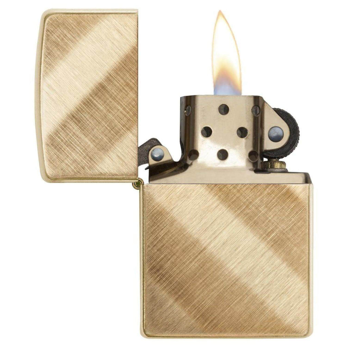 Αντιανεμικός αναπτήρας Zippo diagonal weave brass 29675 σε χρυσό μεταλικό χρώμα με ματ υφή και δυνατότητα χάραξης.