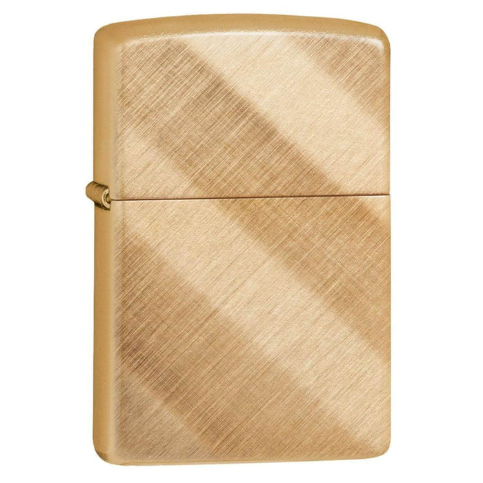 Αντιανεμικός αναπτήρας Zippo diagonal weave brass 29675 σε χρυσό μεταλικό χρώμα με ματ υφή και δυνατότητα χάραξης.