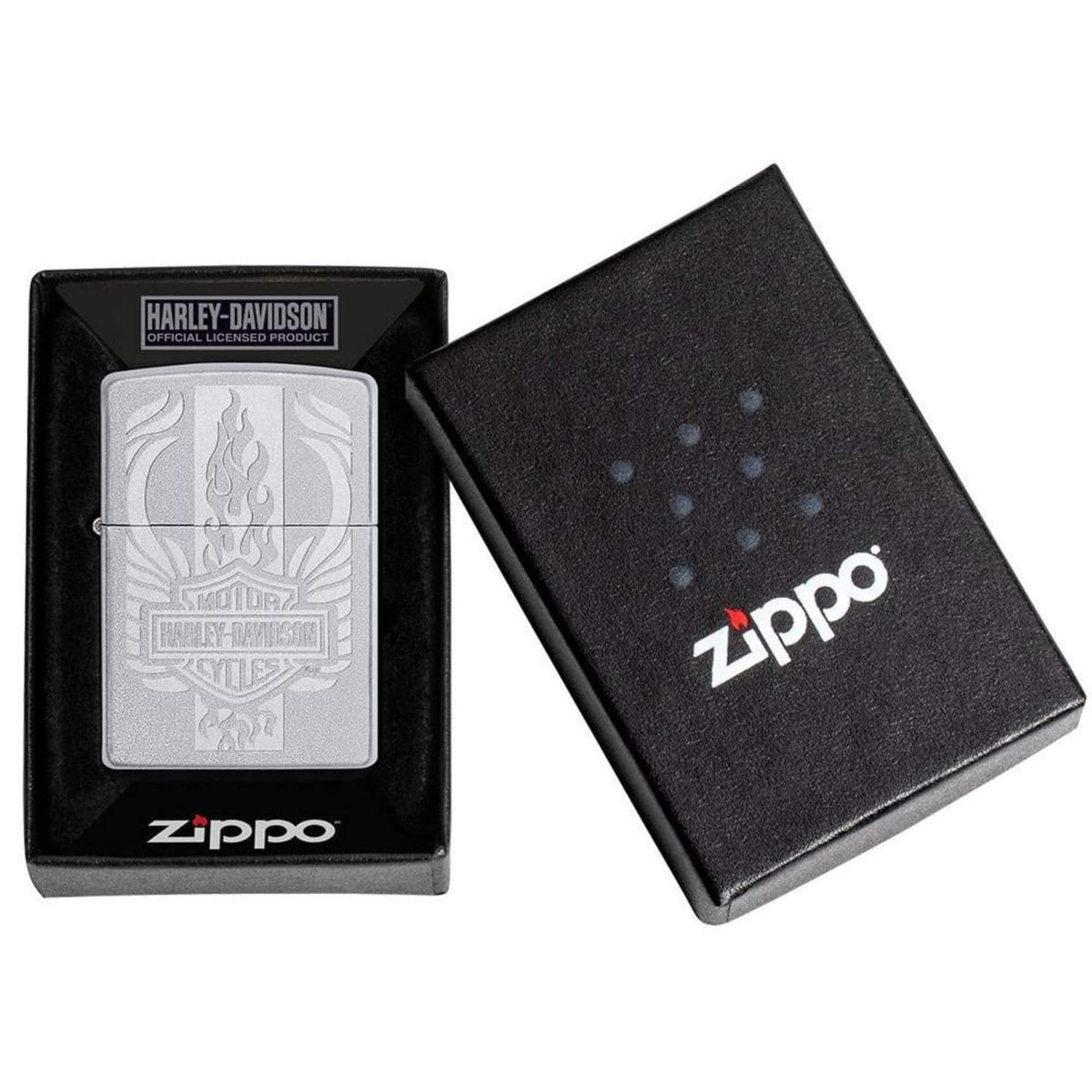 Αντιανεμικός αναπτήρας Zippo Harley Davidson 49660 σε ασημί μεταλλικό χρώμα με δυνατότητα χαράγματος για ένα προσωποποιημένο δώρο.