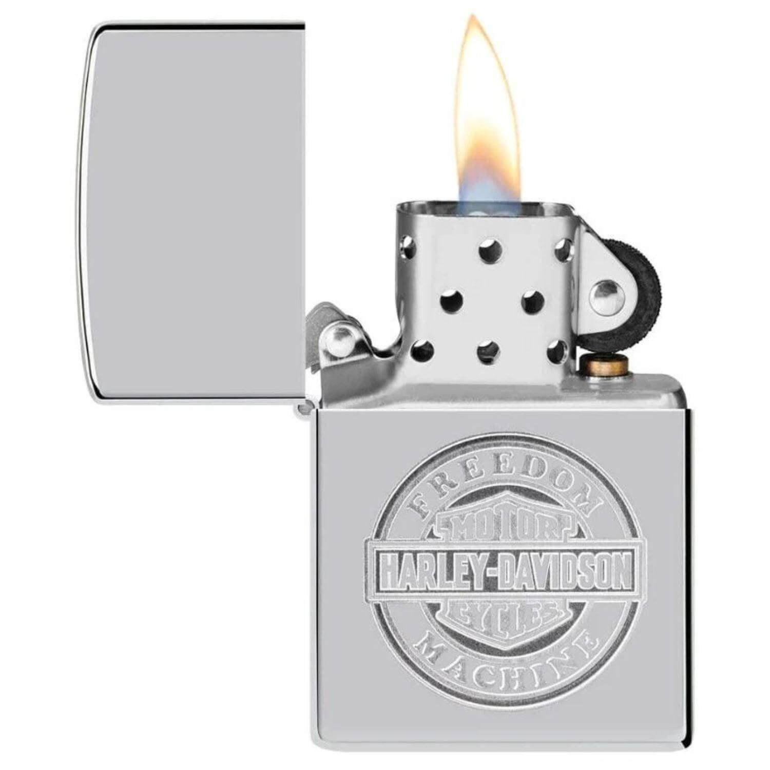 Αντιανεμικός αναπτήρας Zippo Harley Davidson 49829 σε ασημί μεταλλικό χρώμα με δυνατότητα χαράγματος για ένα προσωποποιημένο δώρο.