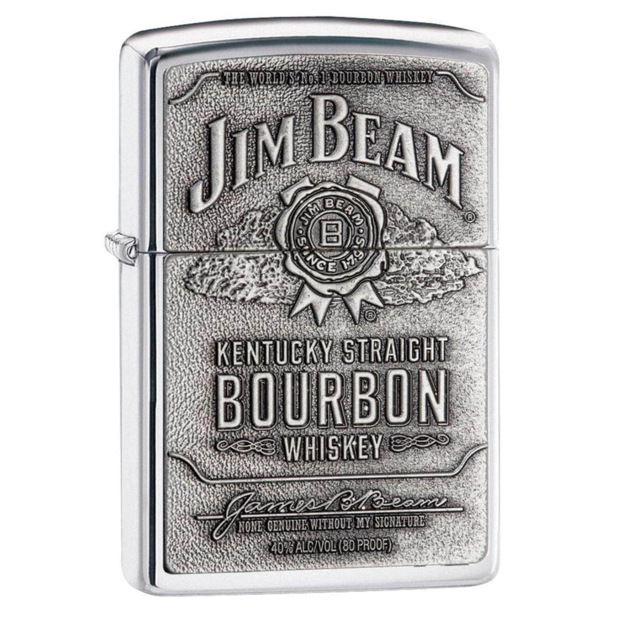 Αντιανεμικός αναπτήρας Zippo Jim Beam 254JB.928 σε ασημί μεταλλικό χρώμα και δυνατότητα χαράγματος για ένα προσωποποιημένο δώρο.