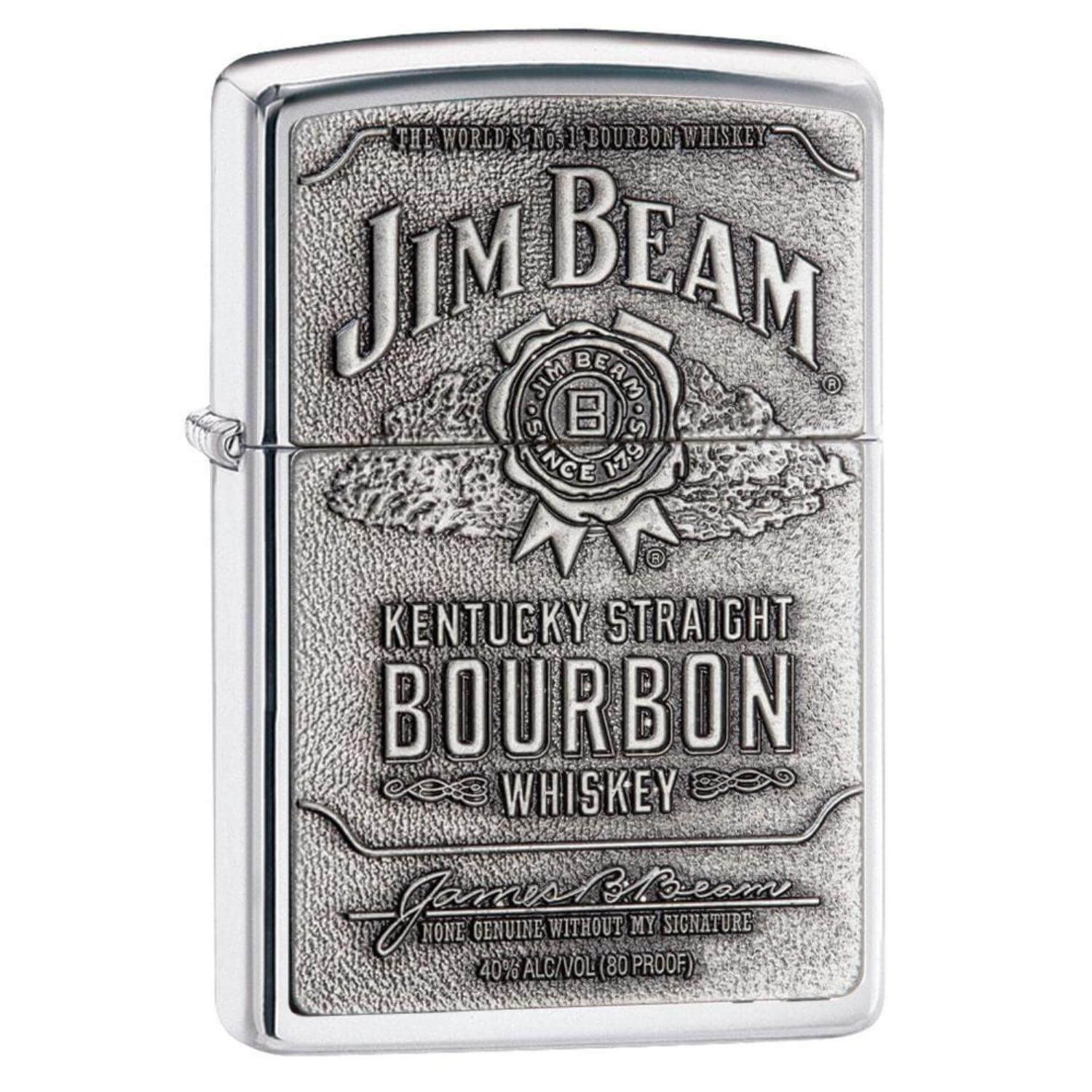 Αντιανεμικός αναπτήρας Zippo Jim Beam 254JB.928 σε ασημί μεταλλικό χρώμα και δυνατότητα χαράγματος για ένα προσωποποιημένο δώρο.