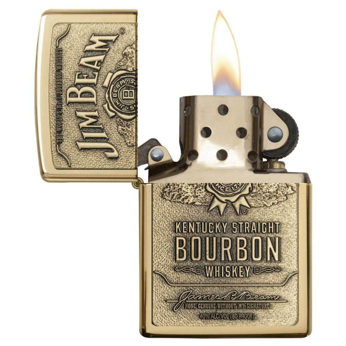Αντιανεμικός αναπτήρας Zippo Jim Beam 254BJB.929 σε χρυσό μεταλλικό χρώμα και δυνατότητα χαράγματος για ένα προσωποποιημένο δώρο.